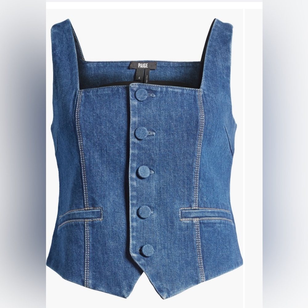 NWT Paige Blue Denim Vest Size 6